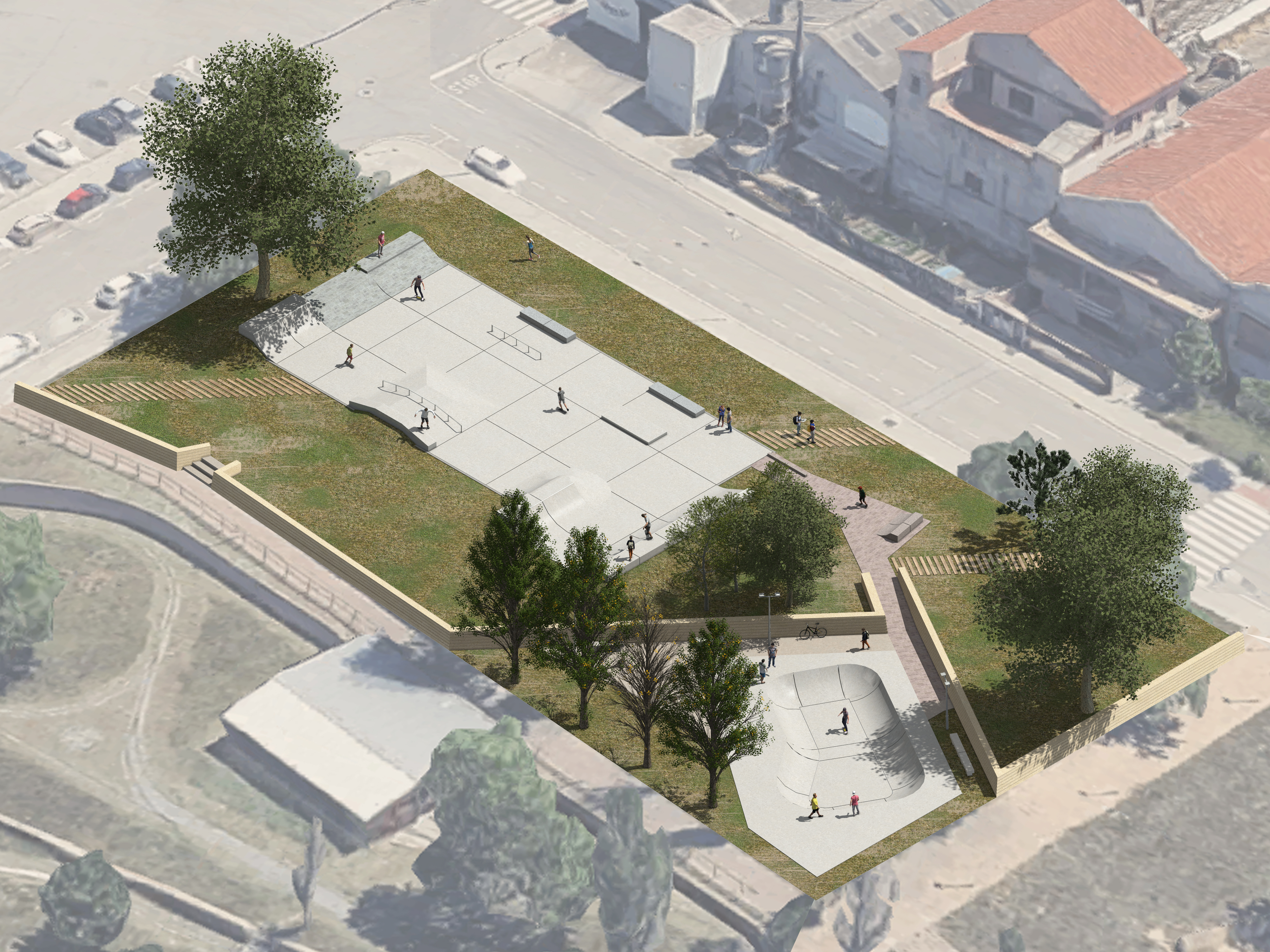 Fotomontatge del resultat esperat resultat de la remodelació de l'skatepark